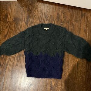 Kids' Cozy Knit Alpaca Sweater in Green and Navy